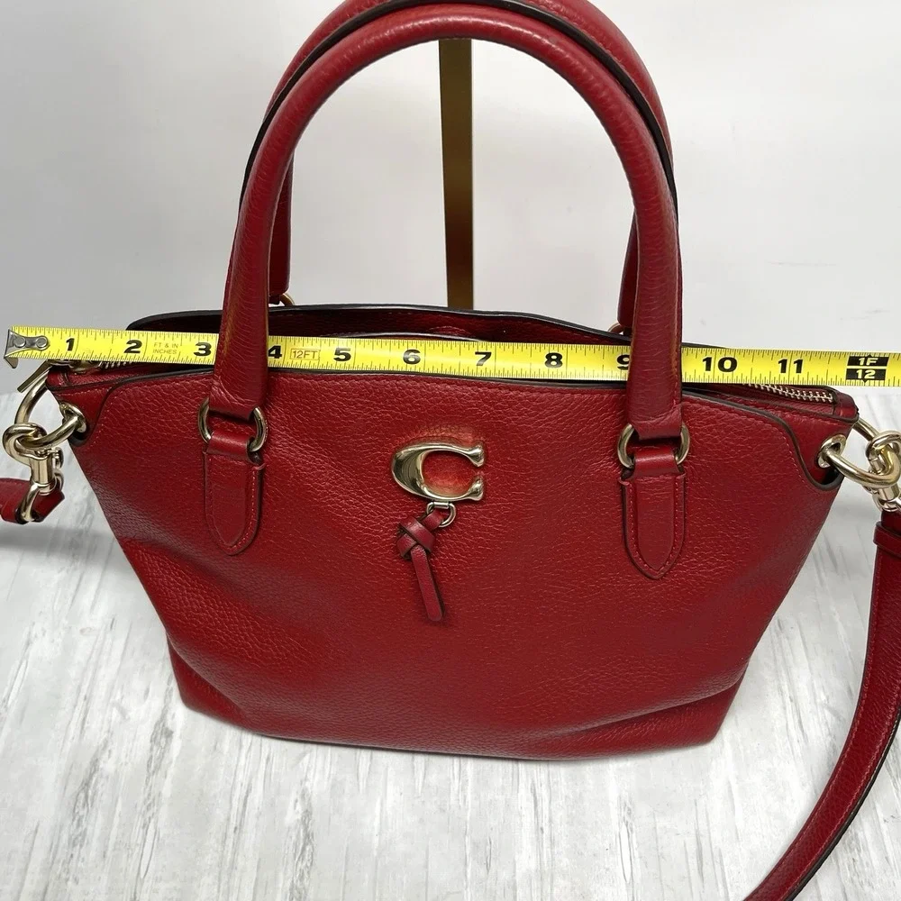Coach Remi 1317 Satchel True Red Pebbled‎ Leather Crossbody Handbag Preowned